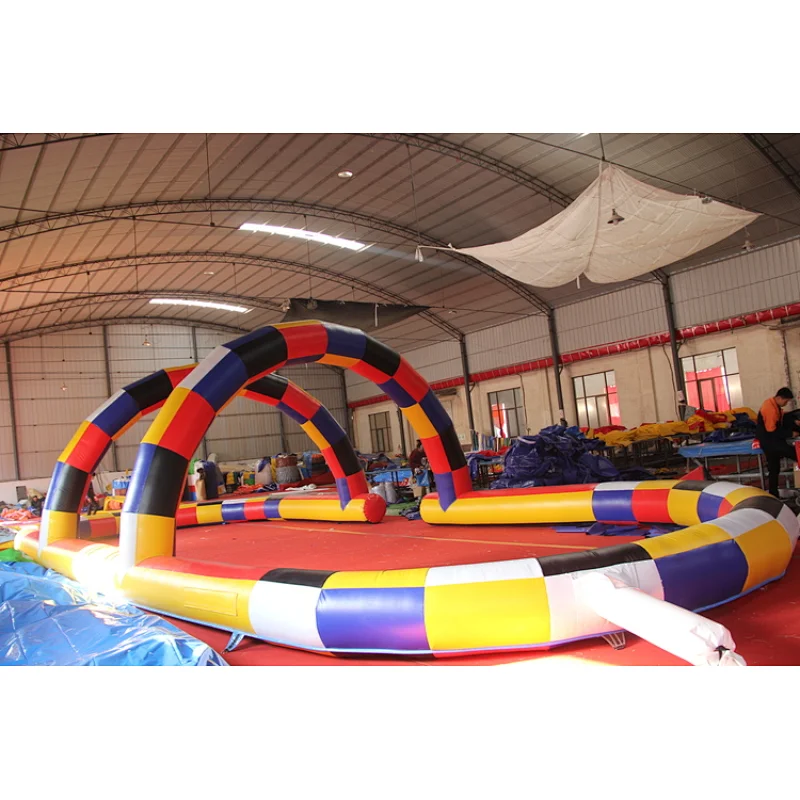 Amazing inflatable race track sport games, air go kart tunnels, scooter inflatable fields games for sale