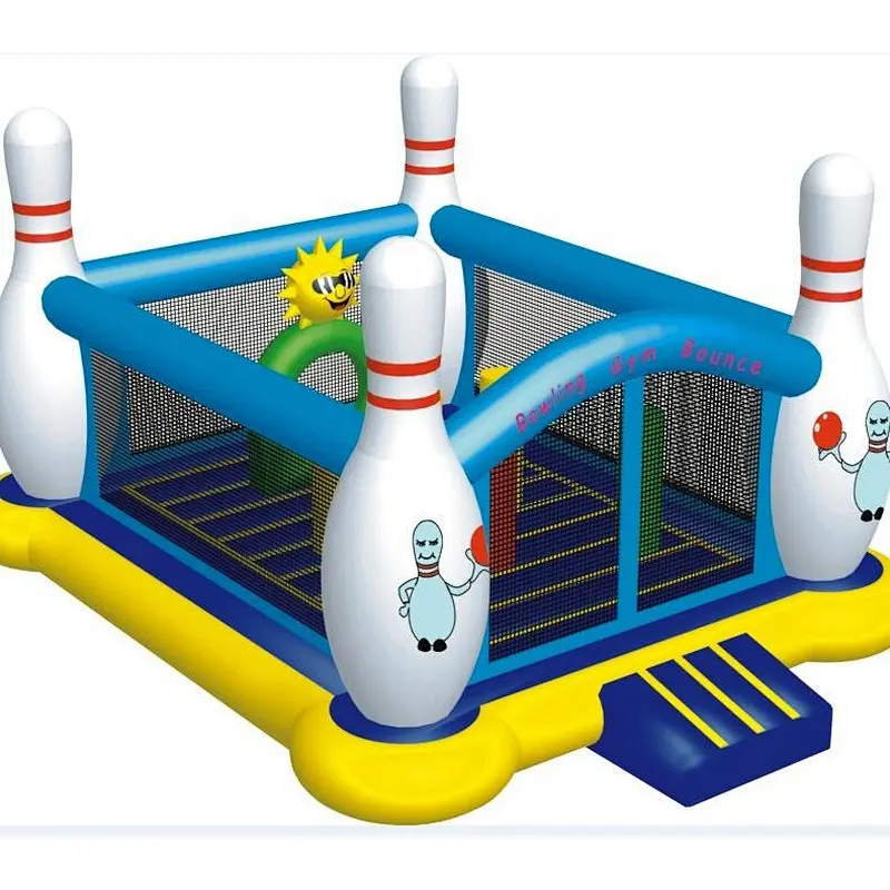 Inflatable bowling bounce castle for amusement, bowling gym bounce, jumping animal toy