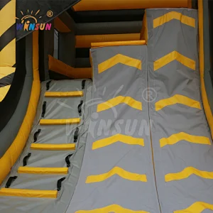 Hot sale competition inflatable climbing wall with inflatable jump bag, inflatable warrior warped wall