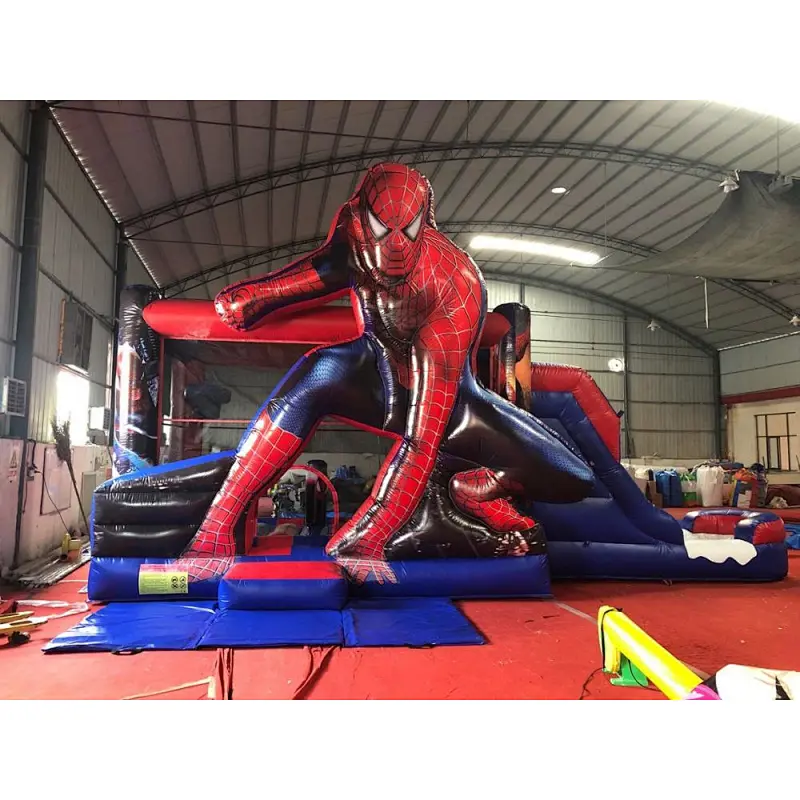 Spider man bouncy castle slide commercial kids jumping castle for sale, Custom jumping combo inflatable spider man bouncer
