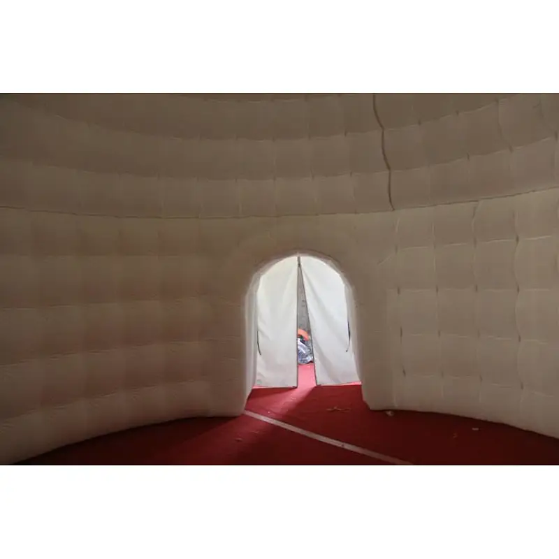 outdoor camping inflatable air dome tent,portable inflatable igloo tent,white inflatable igloo dome tent with 2 tunnels entrance