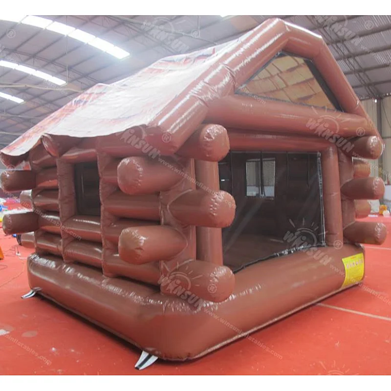 EN14960 approval Christmas inflatable snow cabin, inflatable Christmas bounce house, inflatable snow cabin for kids