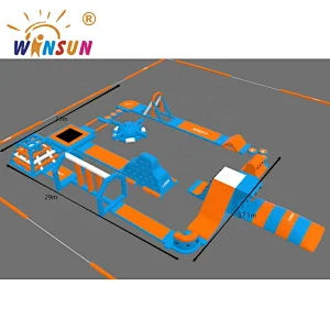 Customized cheap inflatable floating water park, new design giant floating water park