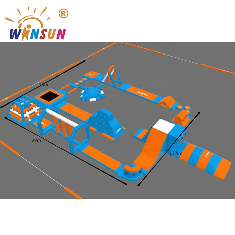Customized cheap inflatable floating water park, new design giant floating water park