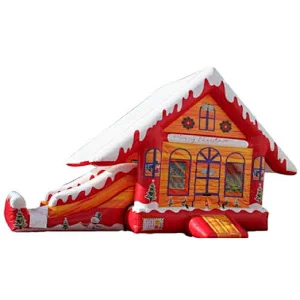 inflatable christmas house decoration with snow,inflatable gingerbread house bouncer,christmas combo bouncer