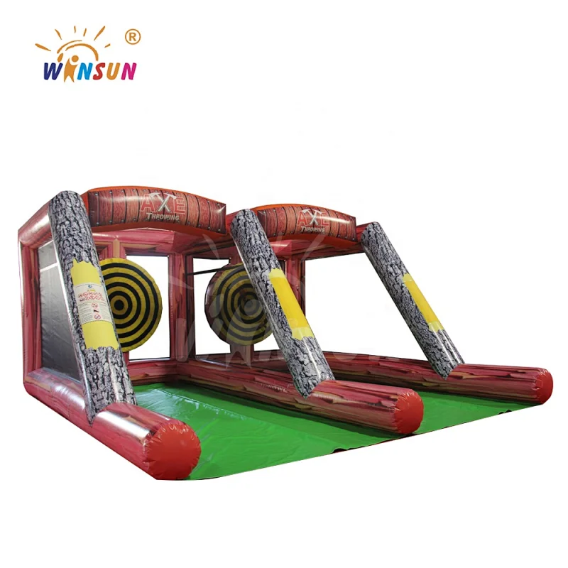 Double lane inflatable single axe lumberingsport games. lumberman tossing games, rosser axe throwing sport for team building
