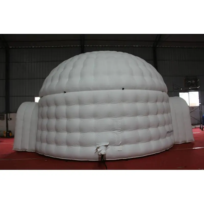 outdoor camping inflatable air dome tent,portable inflatable igloo tent,white inflatable igloo dome tent with 2 tunnels entrance