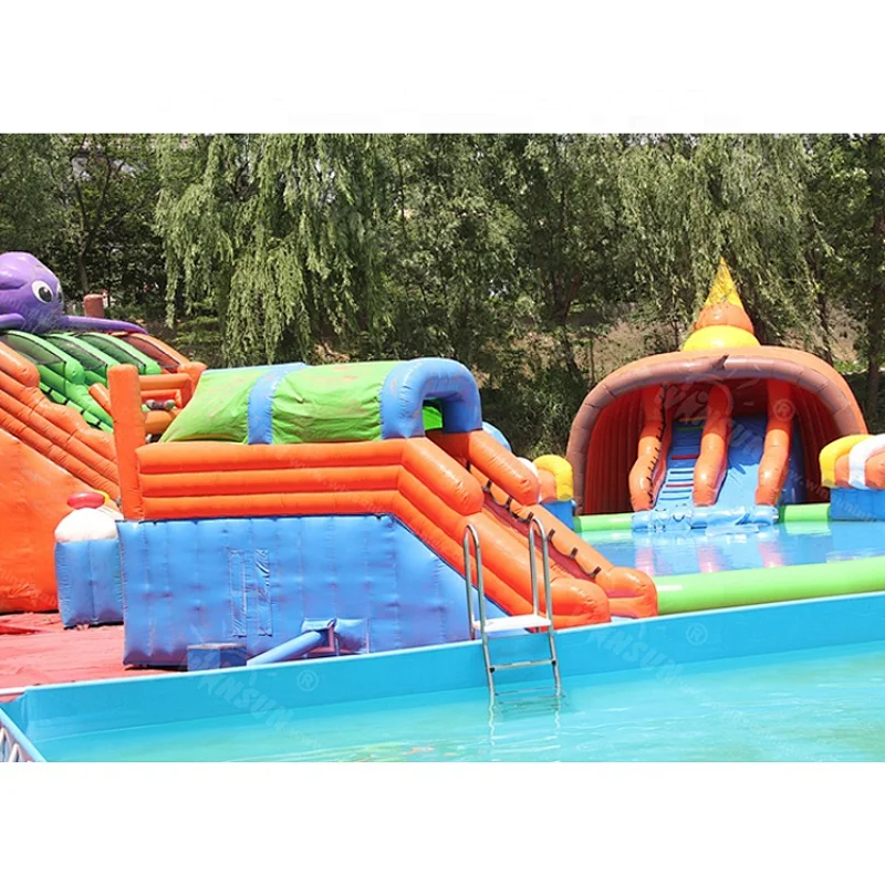 Outdoor playground inflatable octopus water park