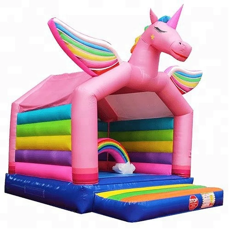 Pink pony unicorn inflatable bouncy castle for girls