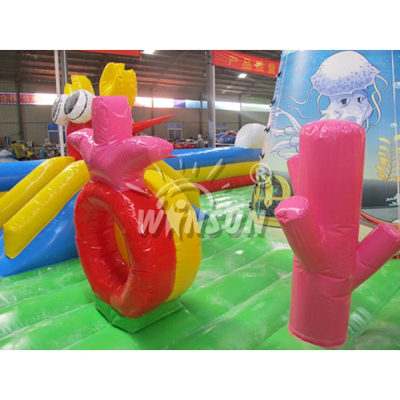 16x8m giant inflatable seaworld slide, inflatable shark amusement fun city,Shark Design Inflatable Fun City Equipment