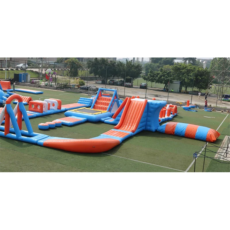 Customized cheap inflatable floating water park, new design giant floating water park