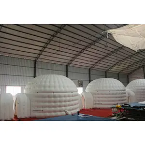 outdoor camping inflatable air dome tent,portable inflatable igloo tent,white inflatable igloo dome tent with 2 tunnels entrance