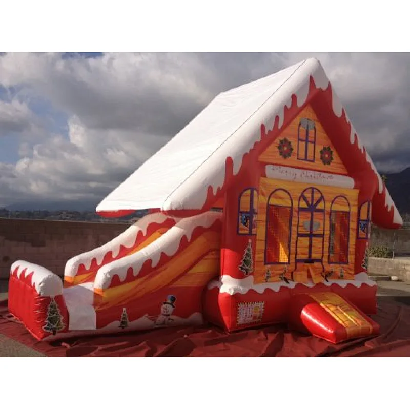 inflatable christmas house decoration with snow,inflatable gingerbread house bouncer,christmas combo bouncer