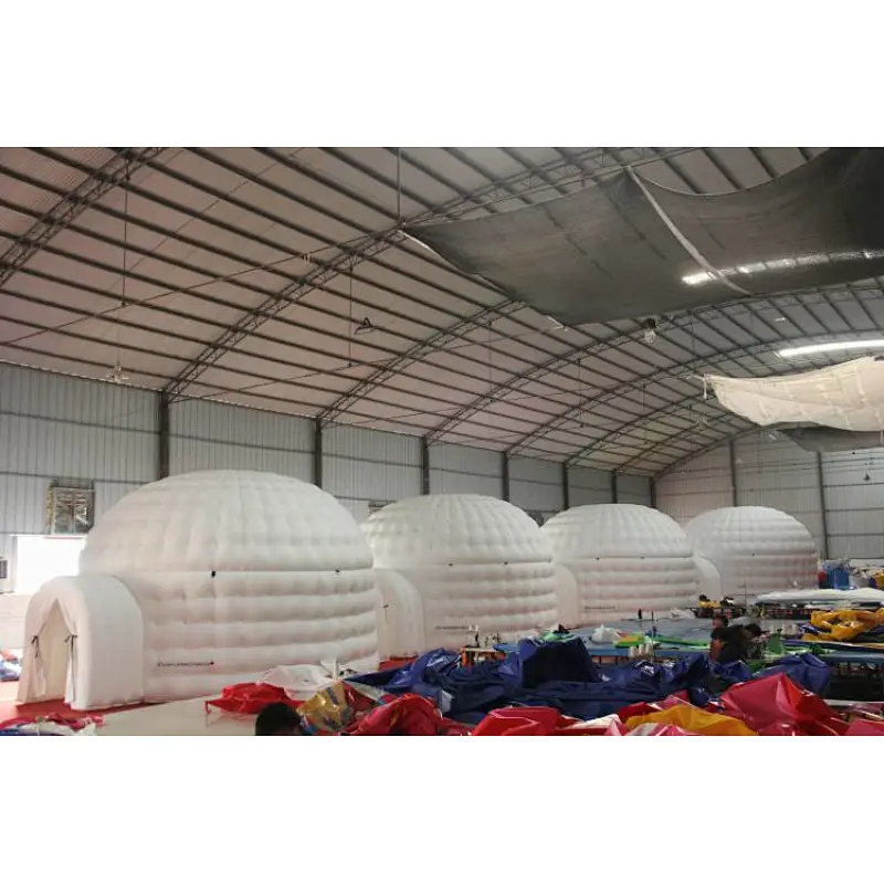 outdoor camping inflatable air dome tent,portable inflatable igloo tent,white inflatable igloo dome tent with 2 tunnels entrance