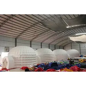 outdoor camping inflatable air dome tent,portable inflatable igloo tent,white inflatable igloo dome tent with 2 tunnels entrance