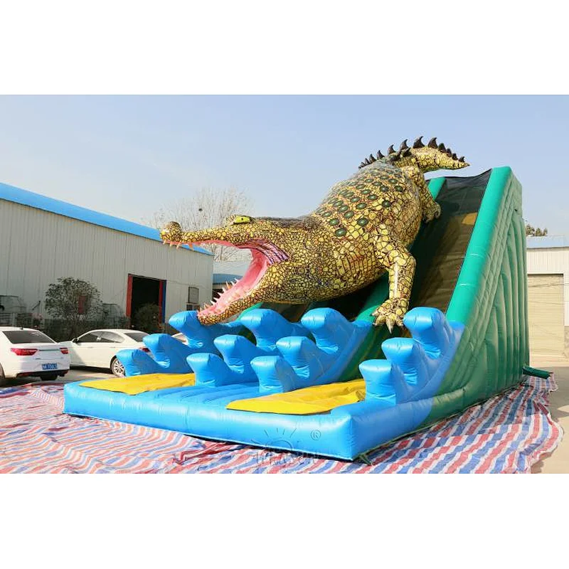 Inflatable King Crocodile Dual Slide