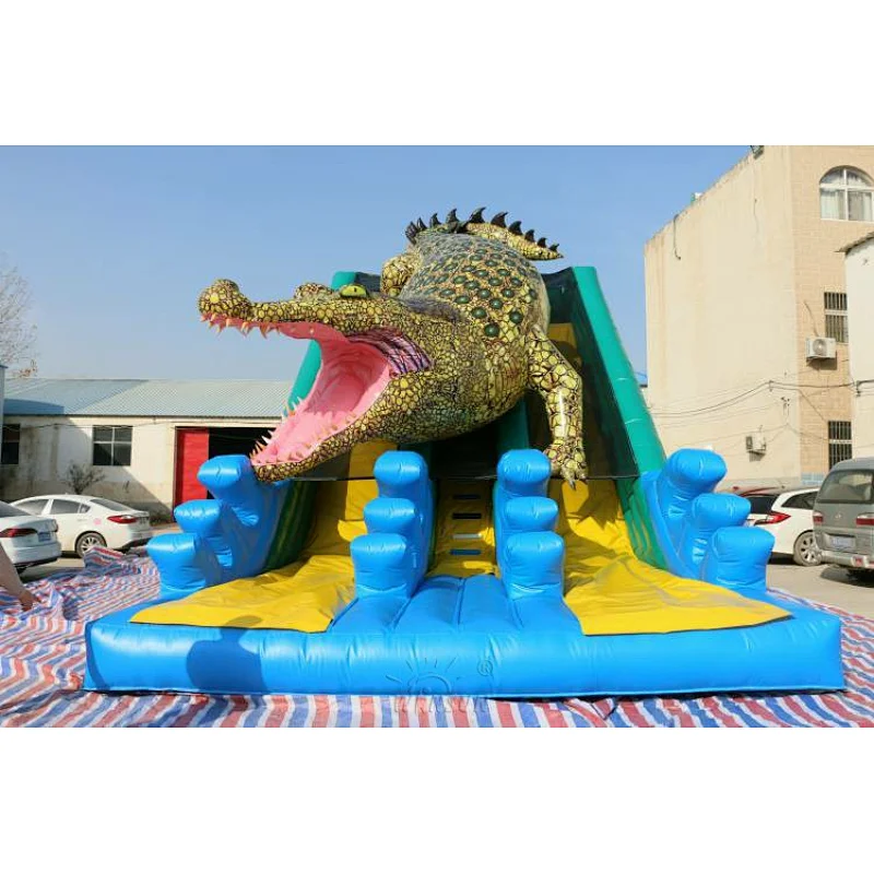 Inflatable King Crocodile Dual Slide