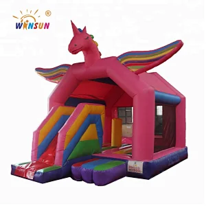 Commercial inflatable bounce house with slide, inflatable bounce house unicorn