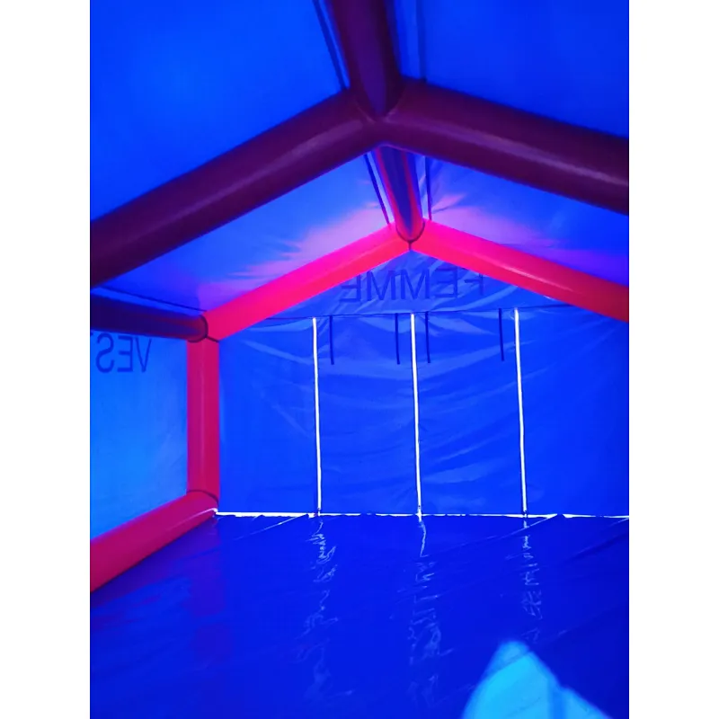 Portable airtight fitting room inflatable tent with separated chambers and doors for temporary inflatable structure