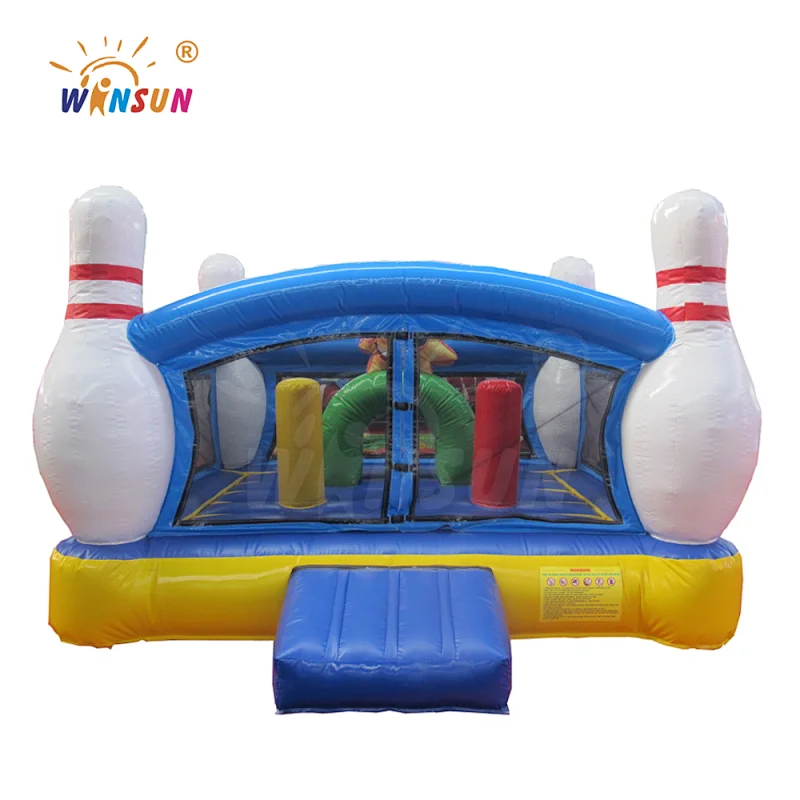 Inflatable bowling bounce castle for amusement, bowling gym bounce, jumping animal toy