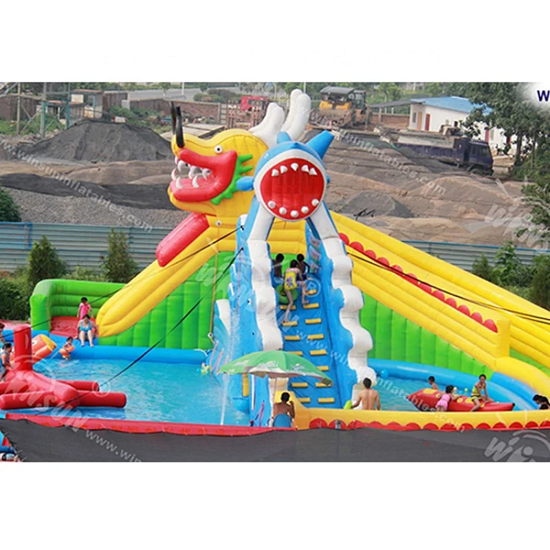 Park projects dragon shark inflatable water toys