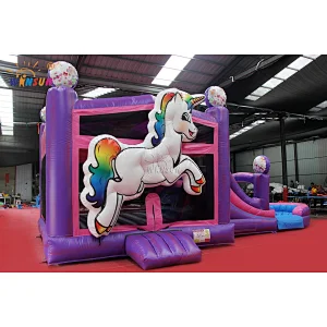 An inflatable unicorn bouncer with slides for hire, Air constant jumping combo castles,air jumping trampoline with pit for sale
