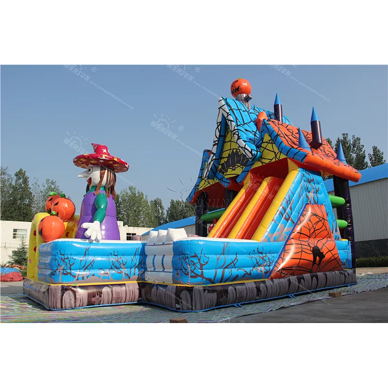 Alibaba inflatable halloween witch bounce house,inflatable halloween witch moonwalk,witch obstacle slide
