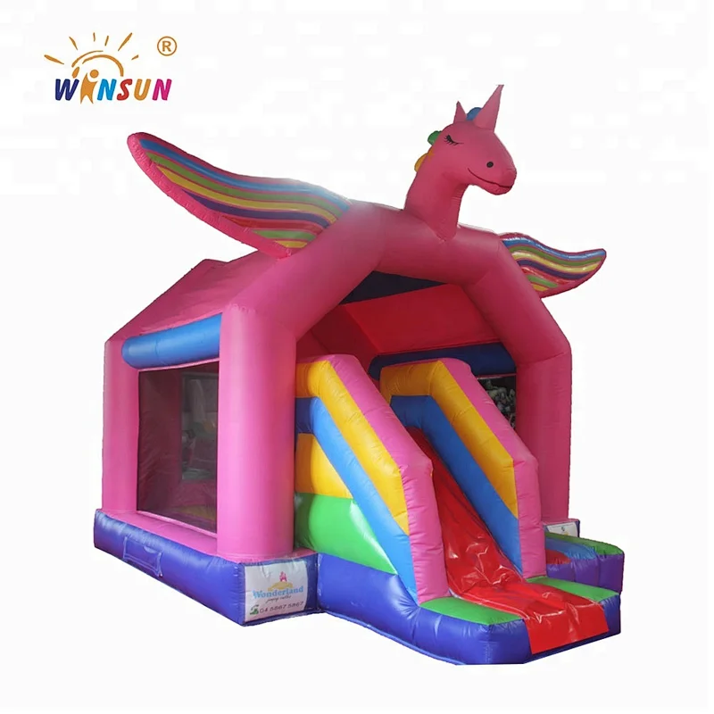 Commercial inflatable bounce house with slide, inflatable bounce house unicorn