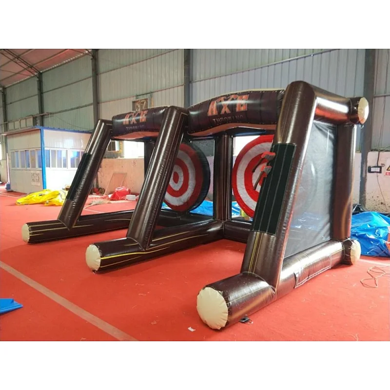 Double lane inflatable single axe lumberingsport games. lumberman tossing games, rosser axe throwing sport for team building