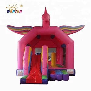 Commercial inflatable bounce house with slide, inflatable bounce house unicorn