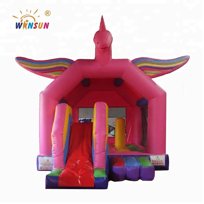 Commercial inflatable bounce house with slide, inflatable bounce house unicorn
