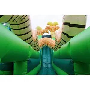 Giant Alligator with The Lost Jungle inflatable obstacle course, HUGE attraction Cobra Obstacle Course