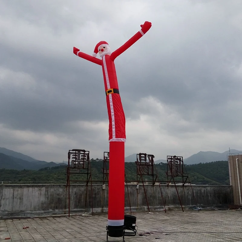 Customized size inflatable tall and thin santa claus air dancer Christmas decoration,Advertising santa air dancer for rental