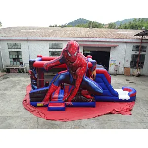 Spider man bouncy castle slide commercial kids jumping castle for sale, Custom jumping combo inflatable spider man bouncer