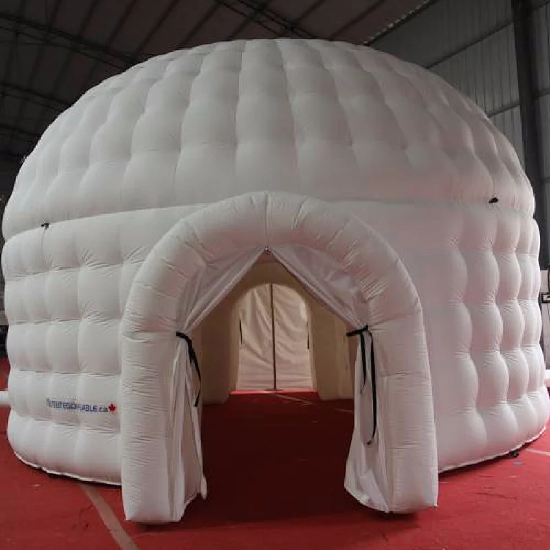 outdoor camping inflatable air dome tent,portable inflatable igloo tent,white inflatable igloo dome tent with 2 tunnels entrance
