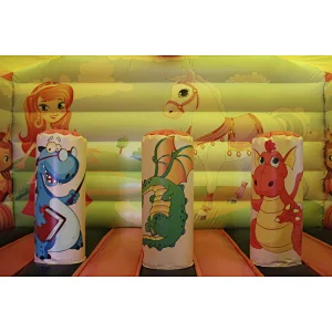 Pink inflatable castle jumping for kids