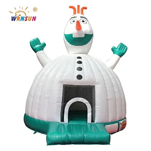 Amusement Cartoon theme inflatable snow man bouncers, inflatable cute jumping trampolines, air bouncy castles for rental