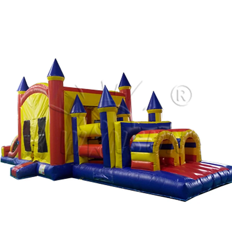5 in 1 inflatable jumping castle combo/ inflatable bouncer house with obstacle course and slide