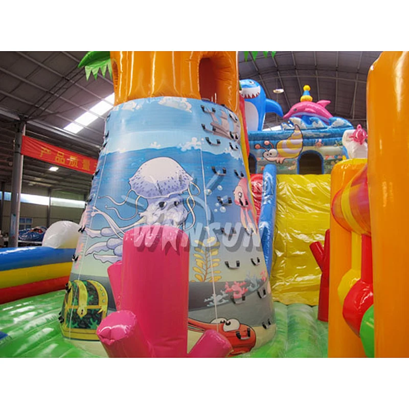 16x8m giant inflatable seaworld slide, inflatable shark amusement fun city,Shark Design Inflatable Fun City Equipment
