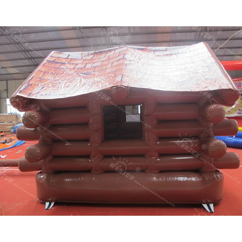EN14960 approval Christmas inflatable snow cabin, inflatable Christmas bounce house, inflatable snow cabin for kids