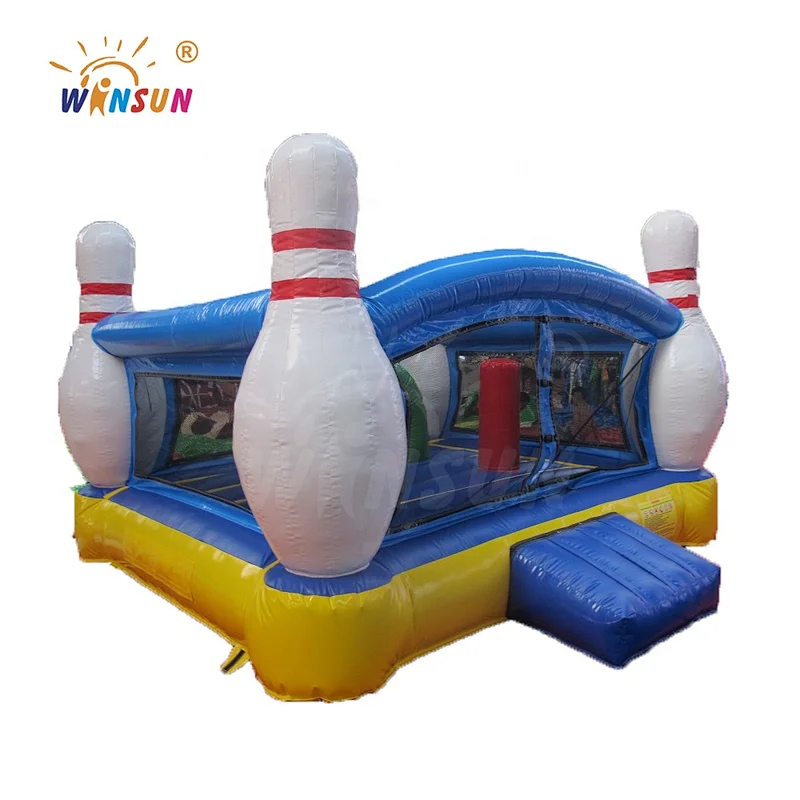 Air bowling shape moonwalk custom inflatable bowling castles, inflatable bowling sport games for rentals