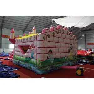 Pink inflatable castle jumping for kids
