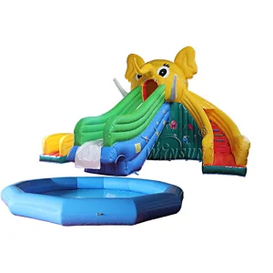 Elephant Water Slide W Inflatable Pool