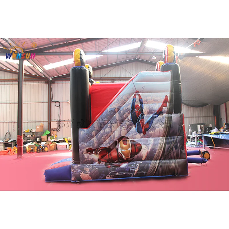 Spiderman Inflatable moonwalk with slide