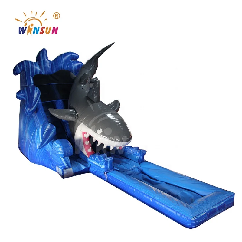 Shark water slide with inflatable pool