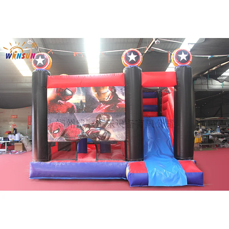 Spiderman Inflatable moonwalk with slide