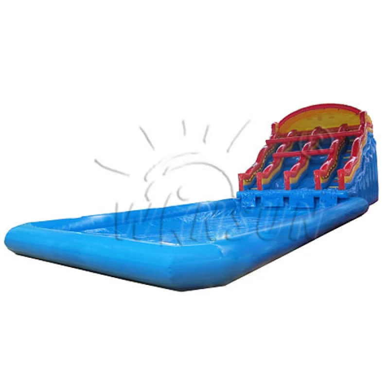 Inflatable water slide with pool