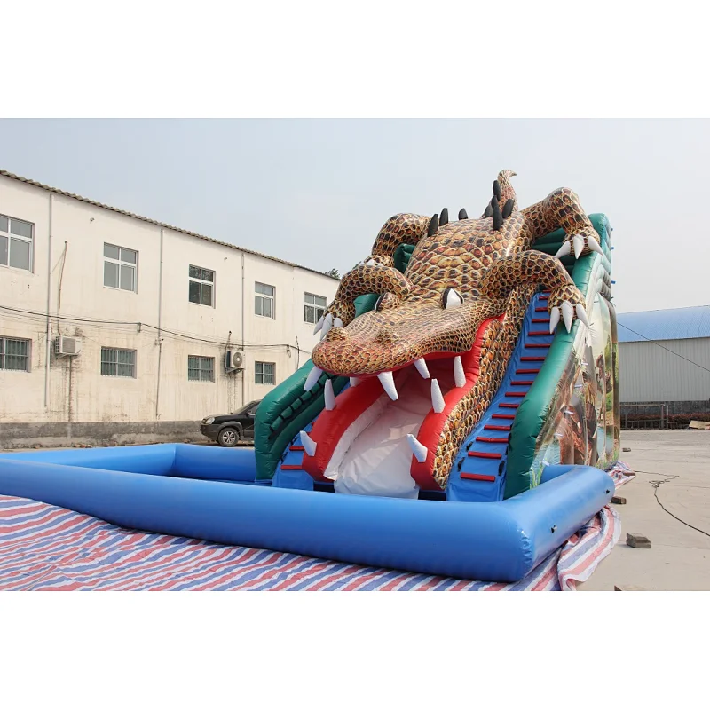 Crocodile Water Slide with Airtight pool