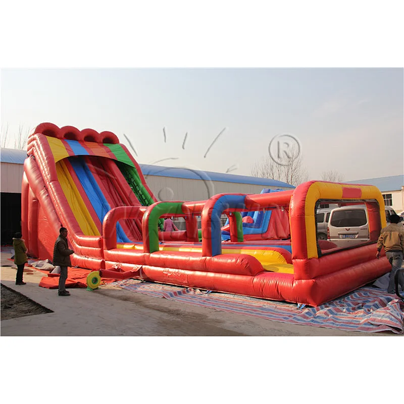 Inflatable Triple Lane Dry Slide