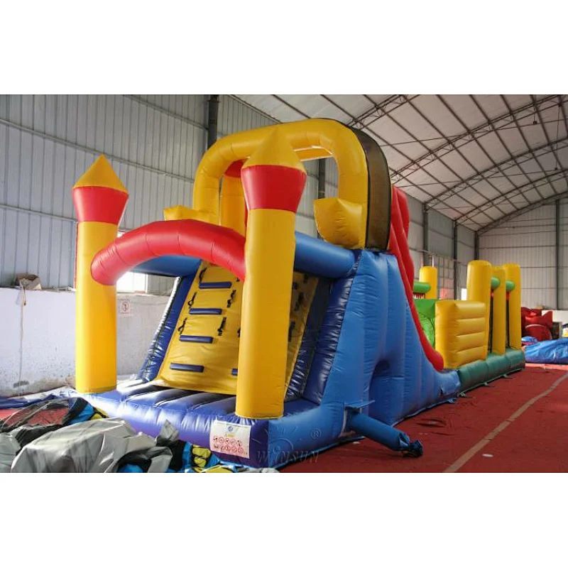Inflatable obstacle course and slide for kids